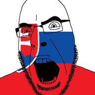 angry country cross flag glasses open_mouth shield slovakia soyjak stubble variant:cobson // 721x720 // 24.2KB
