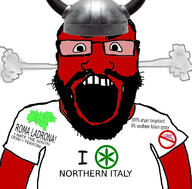 angry aryan beard clothes fume glasses gypsy hair helmet i_love italy map no_symbol northern_italy open_mouth padania red_skin smoke soyjak text tshirt variant:science_lover // 800x789 // 289.8KB
