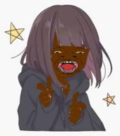 anime black_skin boymoder clothes hair hoodie kurumi_nanase menhera_chan mustache niggermoder open_mouth soyjak stubble tranny variant:bernd yellow_sclera // 520x589 // 238.8KB