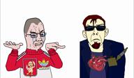2soyjaks ai_generated angry animated bloodshot_eyes clenched_teeth closed_mouth clothes crying glasses goatee hair heart pointing poland postal_dude red_hair soyjak total_nigger_death variant:chudjak variant:nojak video white_skin // 3600x2106, 54.8s // 22.3MB