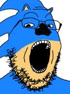blue blue_skin classic_sonic ear glasses hedgehog open_mouth sega snout sonic sonic_the_hedgehog soyjak stubble variant:gapejak video_game // 600x800 // 35.2KB
