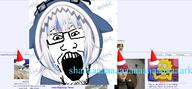 4chan anime clothes female gawr_gura glasses hair hololive hood hoodie open_mouth qa_(4chan) screenshot shark soyjak stubble text variant:markiplier_soyjak vtuber white_hair // 1573x729 // 926.9KB