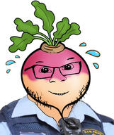 food glasses oh_my_god_she_is_so_attractive pink_skin police smile stubble sweating turnip uniform variant:feraljak vegetable white_skin // 1138x1360 // 281.4KB
