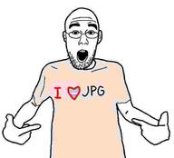 arm clothes compressed ear flag glasses hand heart i_love jpeg open_mouth pointing soyjak stubble text transgender_flag tshirt variant:shirtjak // 618x559 // 17.9KB