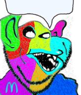 amerimutt bald colorful deformed distorted ear logo mcdonalds no_nose open_mouth soyjak speech_bubble speech_bubble_empty stubble subvariant:impish_amerimutt variant:impish_soyak_ears // 768x900 // 1.0MB