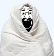 beard blanket comfy glasses happy open_mouth soyjak transparent variant:science_lover // 1377x1453 // 1.4MB