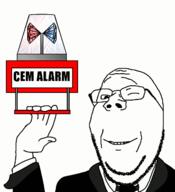 alarm animated arm cem clothes glasses hand holding_object necktie pol_(4chan) police_light smile soyjak stubble subvariant:wholesome_soyjak suit text variant:gapejak wink // 584x640 // 263.4KB