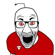 angry animated antenna arm clothes glasses open_mouth reddit shaking soyjak stubble tshirt variant:el_perro_rabioso webm // 500x500, 1.6s // 232.4KB