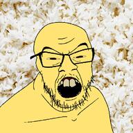 asian glasses irl_background open_mouth rice small_eyes soyjak stubble variant:feraljak yellow_skin yellow_teeth // 750x750 // 500.4KB