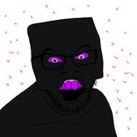 angry black_skin enderman glasses minecraft mustache open_mouth purple_eyes soyjak stubble variant:feraljak // 1500x1500 // 31.9KB