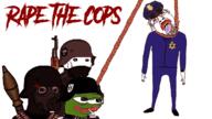 animated arm bloodshot_eyes clothes crying frog full_body glasses hair hand hanging judaism leg lynching nazism open_mouth pepe police police_hat rope soyjak star_of_david stubble text tongue variant:bernd wojak yellow_teeth // 1200x675 // 2.4MB