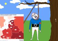 animated arm blood bloodshot_eyes clothes communism country crying drawn_background flag full_body hair hammer_and_sickle hand judaism leg map mustache neovagina open_mouth poland purple_hair rope soyjak star star_of_david suicide tongue tree variant:bernd // 1200x857 // 534.9KB