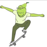 green_skin pear skateboard smile subvariant:wholesome_soyjak variant:gapejak // 532x526 // 88.4KB