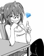 air anime arm clothes femjak full_body gem glasses hair hand loli pointing sky_freedom sleeveless_shirt smile soyjak variant:gapejak // 953x1200 // 469.1KB