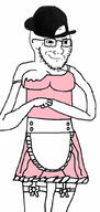 arm breasts cap closed_mouth clothes dress glasses hand hat leg maid smirk smug soyjak stubble tranny variant:classic_soyjak // 490x1031 // 189.3KB