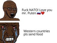 black_skin clenched_teeth country crying flag glasses nato open_mouth russia soyjak stubble text variant:soyak vladimir_putin // 1280x960 // 471.4KB