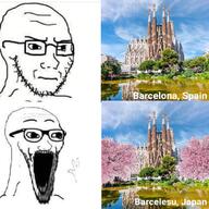 arm barcelona concerned frown glasses hand hands_up japan open_mouth sakura_tree soyjak soyjak_comic spain stubble text thing_japanese variant:classic_soyjak variant:wewjak // 680x680 // 591.2KB