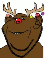 animal christmas decoration deer ear red_nose smile soyjak stubble variant:impish_soyak_ears // 622x799 // 78.5KB