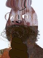 angry distorted eating glasses iron lead mustache poop rust soyjak stubble variant:gapejak // 600x800 // 616.7KB