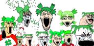 4chan anime bloodshot_eyes crazed crying full_body glasses green_hair hair hand hands_up large_eyes multiple_soyjaks mustache open_mouth soyjak stretched_mouth stubble tongue variant:a24_slowburn_soyjak variant:classic_soyjak variant:cryboy_soyjak variant:et variant:gapejak variant:markiplier_soyjak variant:snoojak variant:wewjak white_skin yotsoyba // 4584x2237 // 3.3MB