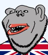 anglo anglomutt clothes country ear eternal_anglo flag flag:united_kingdom grey_skin mutt open_mouth soyjak stubble subvariant:impish_amerimutt tshirt united_kingdom variant:impish_soyak_ears // 535x619 // 70.3KB