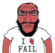 angry balding beard closed_mouth clothes fail glasses hair heart i_heart i_love punisher_face red_skin soyjak subvariant:science_lover text tshirt variant:markiplier_soyjak white_shirt // 928x893 // 443.2KB
