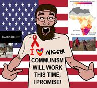 africa aids amerimutt arm beard black_sclera brown_beard brown_hair clothes ear flag glasses hand i_love infrahaz infrared mutt nigger open_mouth pointing soyjak tshirt united_states variant:shirtjak zionism // 618x559 // 160.0KB