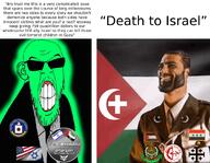 angry chad christianity clenched_teeth clothes cross distorted ear flag gigachad glasses glowie glowing hamas iraq islam israel meme mustache palestine soyjak stubble suit sunglasses text united_arab_emirates united_states variant:feraljak // 1079x840 // 242.2KB