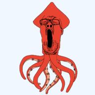 animal closed_eyes full_body glasses open_mouth soyjak squid stubble tentacle variant:reaction_soyjak // 1200x1200 // 56.1KB
