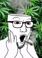 bloodshot_eyes blunt drugs ext=gif fume glasses hand marijuana open_mouth open_skull plant smoke smoking stubble variant:trukejak video weed // 248x338 // 732.3KB