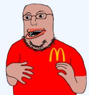 amerimutt brown_skin clothes glasses hand mcdonalds mutt open_mouth stubble united_states variant:norwegian // 723x770 // 31.7KB