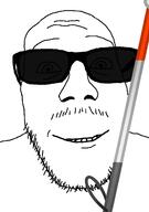 blind cane glasses mustache smile soyjak stubble sunglasses variant:punkjak white_cane // 918x1306 // 61.5KB