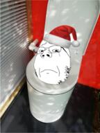 closed_mouth clothes crying frown glasses hat irl sad santa_hat soyjak stubble subvariant:wholesome_soyjak toilet variant:gapejak // 385x513 // 232.6KB