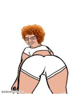 animated armhand ass brown_skin closed_mouth clothes female glasses ice_spice leg nigger orange_hair smile smug variant:chudjak // 357x400 // 376.8KB