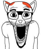 animal cat clothes ear glasses marsey open_mouth rdrama soyjak stretched_mouth stubble tshirt variant:el_perro_rabioso // 788x941 // 141.5KB