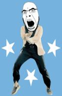 angry animated country dance flag full_body gangnam_style glasses irl micronesia open_mouth soyjak star stubble variant:cobson // 300x460 // 499.2KB