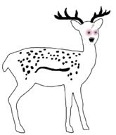 animal deer doe ear full_body glowing_eyes inverted open_mouth purple_eyes soyjak stubble thougher variant:soyak white_skin // 858x1000 // 62.6KB