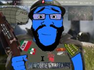 battlefield_1 beard blue_skin calm closed_mouth firearm heart holding_gun holding_object i_love italy medal neutral rifle smile subvariant:science_lover text variant:markiplier_soyjak video_game weapon // 2094x1570 // 1.3MB