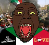 black_skin bloodshot_eyes flag glasses irl_background open_mouth sudan variant:bernd // 900x844 // 631.6KB