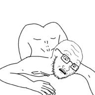 arm gay glasses hand nsfw prostration scared soyjak stubble variant:soyak // 1000x1000 // 3.8MB