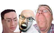 3soyjaks angry beard bernd_schmidt closed_mouth clothes glasses hair jacksepticeye lips nose open_mouth patrick_crusius realistic skin smile soyjak stubble subvariant:wholesome_soyjak variant:chudjak variant:feraljak variant:gapejak white_shirt // 3464x2099 // 2.3MB