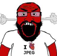 angry beard clothes fume glasses hair heart i_love jpeg open_mouth soyjak text tshirt variant:science_lover // 800x789 // 8.5KB