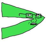 arrow glasses green_skin greentext scared soyjak variant:classic_soyjak // 430x400 // 8.4KB