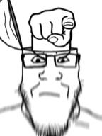 angry animated glasses hand head_box pointing pointing_at_viewer shaking soyjak stubble variant:markiplier_soyjak // 480x640 // 7.5MB