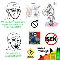 3soyjaks closed_mouth concerned eyelashes glasses hair mgtow mustache open_mouth place_japan purple_hair soyjak stubble text tongue tranny variant:bernd variant:soyak yellow_teeth // 1080x1080 // 167.6KB