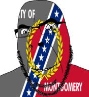 alabama auto_generated blue capital flag glasses grey looking_at_you montgomery open_mouth red smile soyjak state stubble united_states variant:cobson // 775x849 // 199.1KB