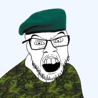 angry beret clothes glasses hat military military_beret mustache open_mouth soyjak stubble variant:feraljak // 1000x1000 // 336.4KB