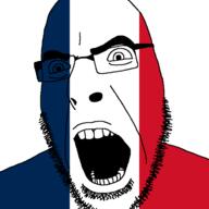 angry country flag flag:france france glasses open_mouth soyjak stubble variant:cobson // 721x720 // 11.6KB