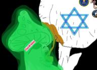 ass central_intelligence_agency federal_bureau_of_investigation glasses glowie glowing green happy_merchant judaism leg mushroom nsfw open_mouth poop shroomjak soot soyjak soyjak_party star star_of_david sunglasses variant:poop_eater // 940x679 // 466.5KB