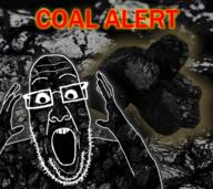 arm coal coal_alert coal_background coal_skin excited glasses glowing hand inverted irl irl_background open_mouth soyjak stubble text variant:ppp // 1210x1080 // 1.6MB